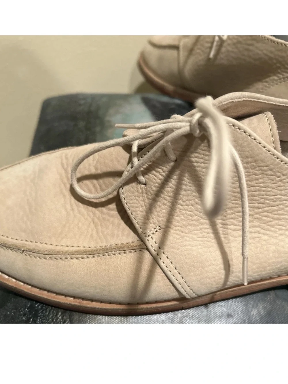 Vintage David AND JOAN Beige Leather Oxford Men's Dress Shoes Lace Up EU 42.5